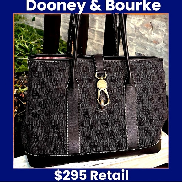 Y2K Dooney & Bourke Logo Lock Signature Canvas Jacquard w/Leather Trim - Picture 13 of 13